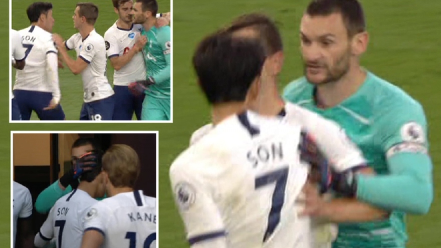 Son Heung Min suýt đánh nhau với thủ môn Hugo Lloris ngay trên sân